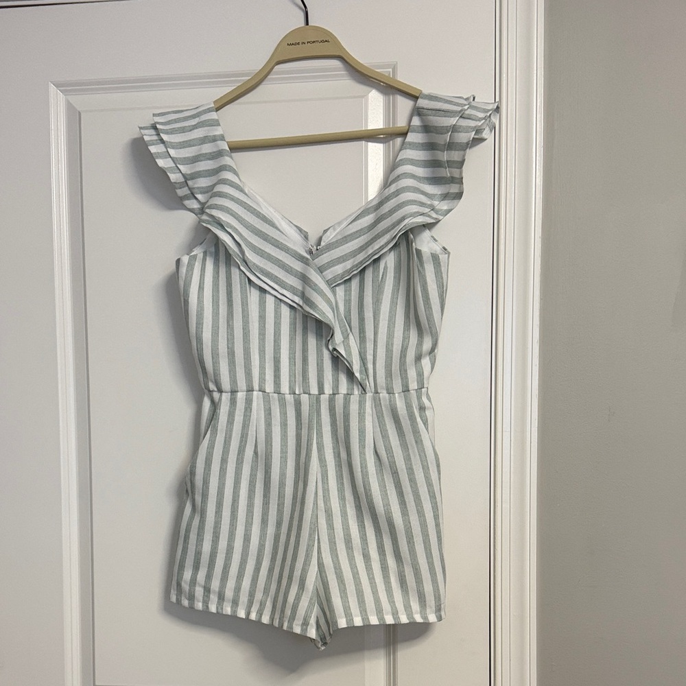 She + Sky mint and white romper